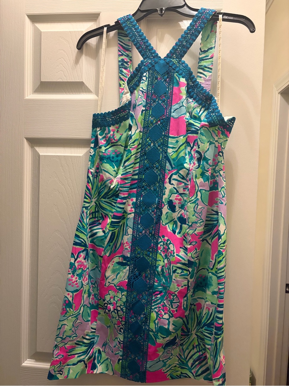 Lilly Pulitzer Turquoise Pink Green Floral Halter Dress